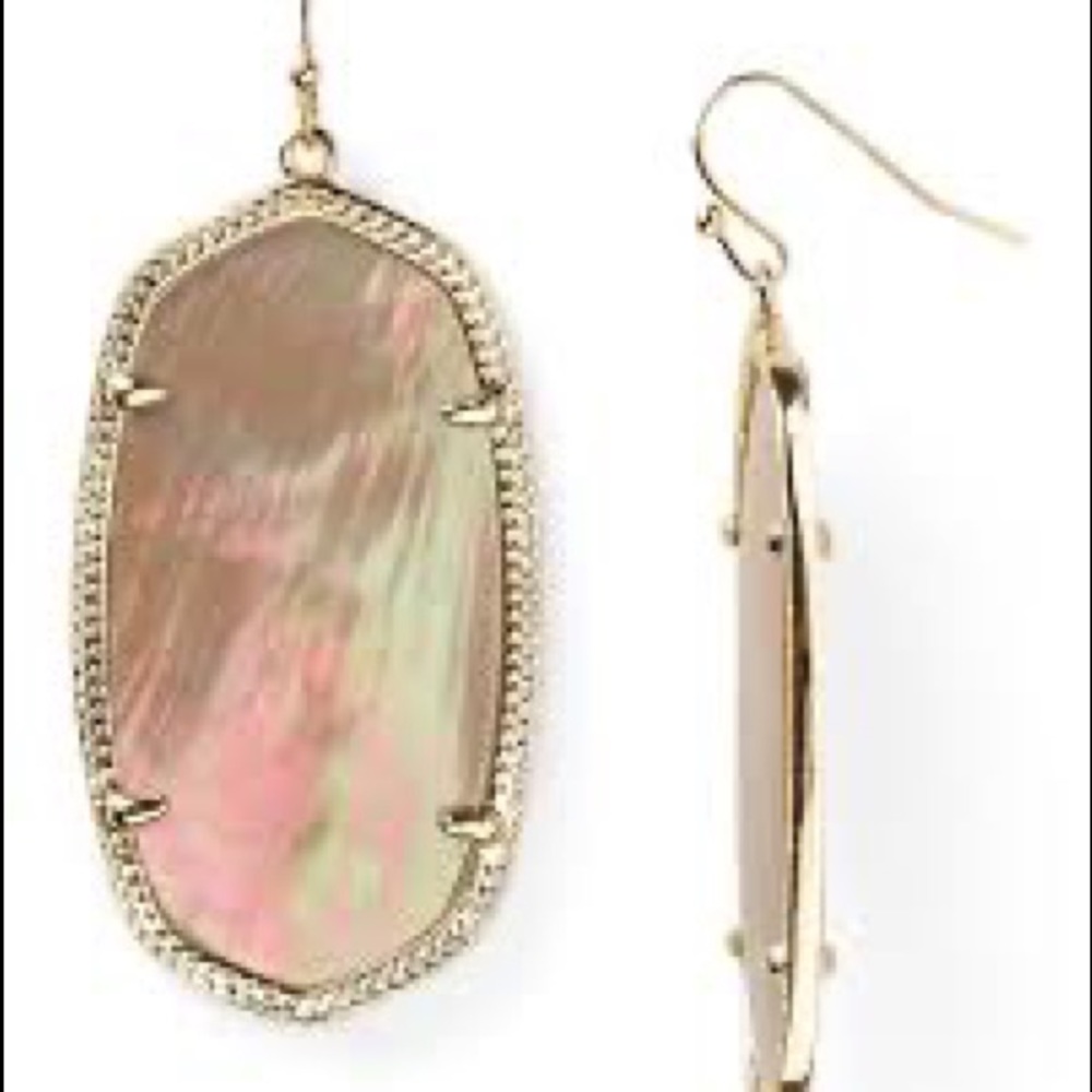 NEW KENDRA SCOTT ELLE GOLD BROWN MOTHER OF PEARL DANGLE EARRINGS